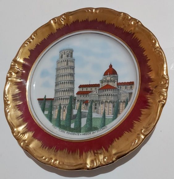 Piatto da Muro Parete Souvenir Pisa Torre Pendente e Abside del Duomo Collezione Vintage Piatto da Muro Parete Souvenir Pisa Torre Pendente e Abside del Duomo Collezione Vintage