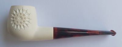 Pipa Schiuma Mare Turca Meerschaum Decorazione Incisione Dritta Custodia Rigida 1988 Pipa Schiuma Mare Turca Meerschaum Decorazione Incisione Dritta Custodia Rigida 1988