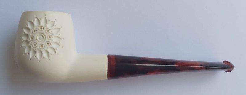 Pipa Schiuma Mare Turca Meerschaum Decorazione Incisione Dritta Custodia Rigida 1988