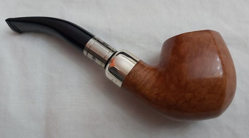 Pipa Savinelli Spigot Naturale Curva 699 Ghiera in Argento 925