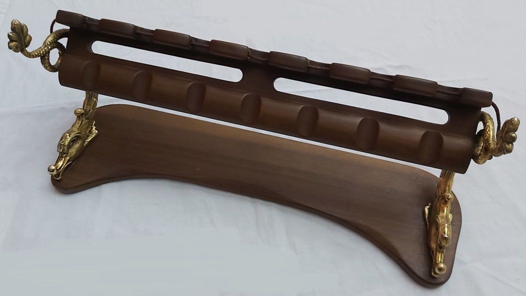 Poggiapipe Portapipe 7 Posti Legno Ottone Pesci Tritoni