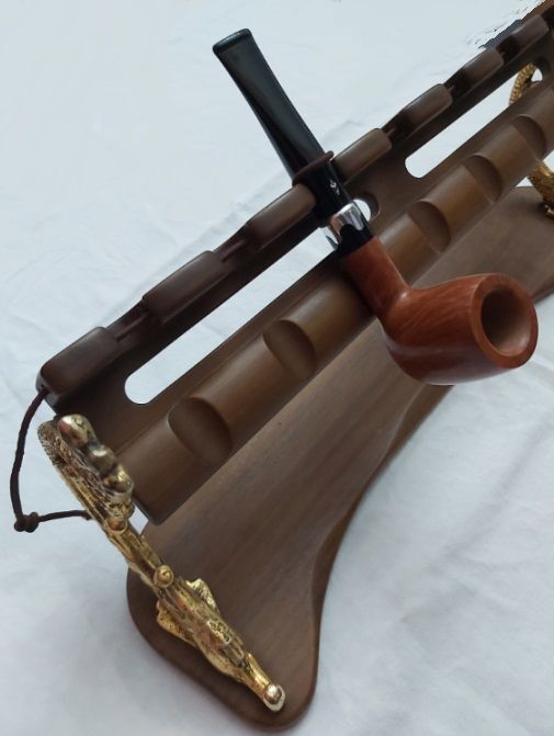 Poggiapipe Portapipe 7 Posti Legno Ottone Pesci Tritoni