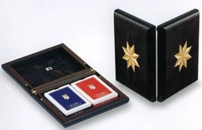 Portacarte Elegante Rifinito Cofanetto 2 Mazzi Poker Legno Ebano Portacarte Elegante Rifinito Cofanetto 2 Mazzi Poker Legno Ebano