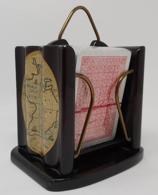 Portacarte Vintage Emisferi Mappamondo 2 mazzi Poker Legno Centrale Alzabile con Tiretto Portacarte Vintage Emisferi Mappamondo 2 mazzi Poker Legno Centrale Alzabile con Tiretto