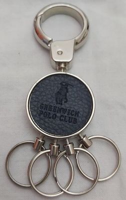Portachiavi Acciaio Tondo Pelle Scura 4 Anelli Sfilabili a Scatto Greenwich Polo Club Portachiavi Acciaio Tondo Pelle Scura 4 Anelli Sfilabili a Scatto Greenwich Polo Club
