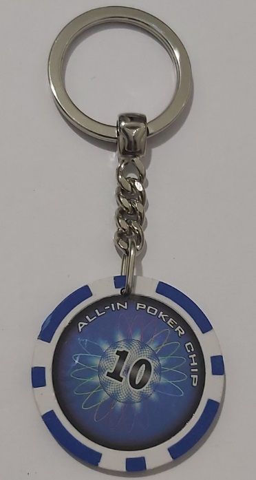 Portachiavi Chip Fiche Gettone Gioco All-In Poker Chip Hologram Valore 10 Blue Portachiavi Chip Fiche Gettone Gioco All-In Poker Chip Hologram Valore 10 Blue