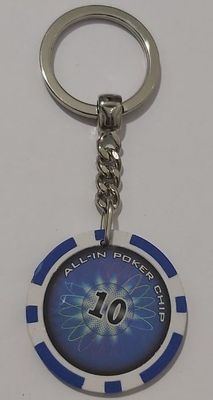 Portachiavi Chip Fiche Gettone Gioco All-In Poker Chip Hologram Valore 10 Blue Portachiavi Chip Fiche Gettone Gioco All-In Poker Chip Hologram Valore 10 Blue