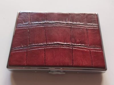 Portasigarette Coccodrillo Metallo Pelle Coccodrillo Marrone Cigarette Case Portasigarette Coccodrillo Metallo Pelle Coccodrillo Marrone Cigarette Case