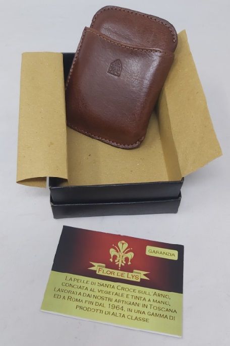 Portasigari Porta Toscani Ammezzati Toscanelli Pelle Cuoio Flor de Lys