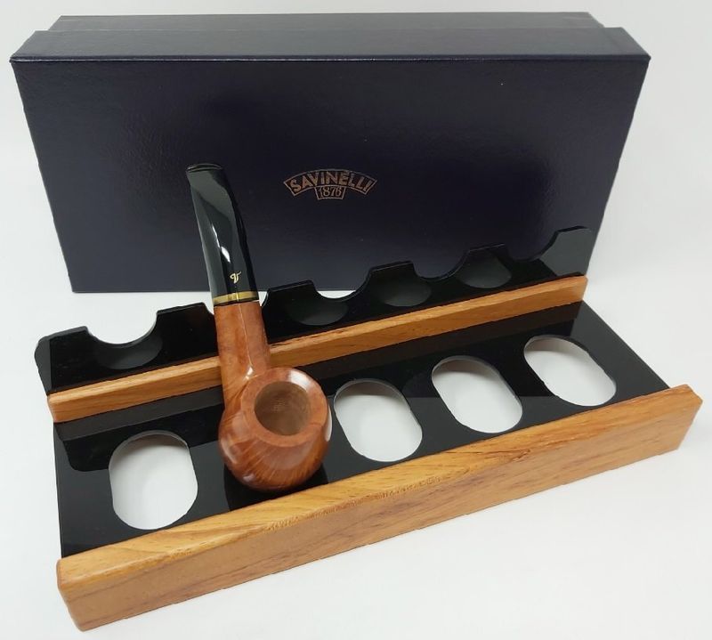 Posapipe Poggiapipe Savinelli Plex-Legno 5 Posti Nero e Legno Naturale