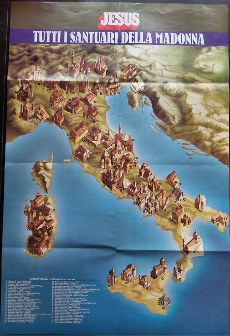 Poster Cartina Geografica Poster Cartina Geografica "Tutti i Santuari della Madonna" 1984