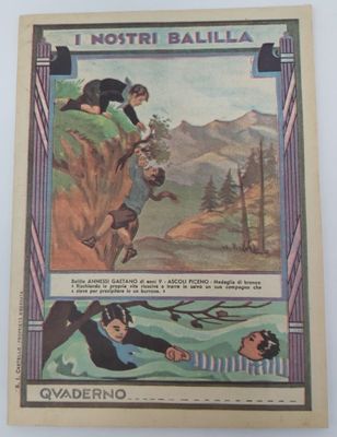 Quaderno Scolastico a Righe di Terza Elementare Quaderno Scolastico a Righe di Terza Elementare "I Nostri Balilla" di Epoca Fascista, Anni ‘30 (da Collezione)