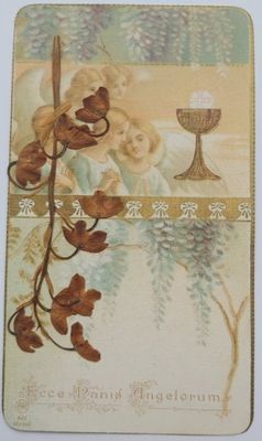 Santino Holy Card Merlettato Immagine Religiosa Ecce Panis Angelorum Prima Comunione 1924 Santino Holy Card Merlettato Immagine Religiosa Ecce Panis Angelorum Prima Comunione 1924