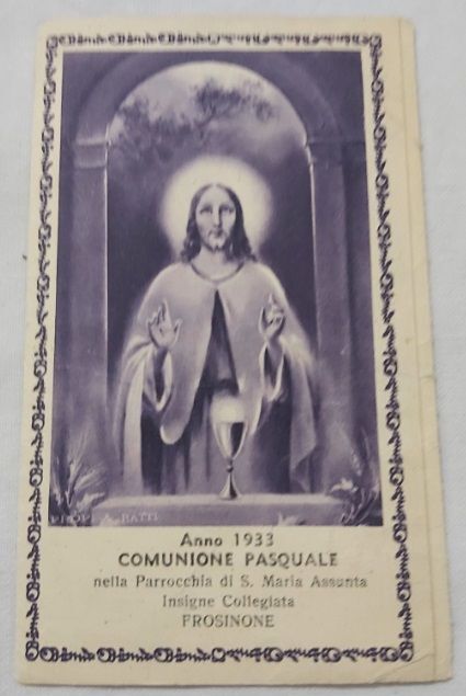 Santino Anno 1933 Comunione Pasquale Parrocchia S. Maria Assunta Frosinone