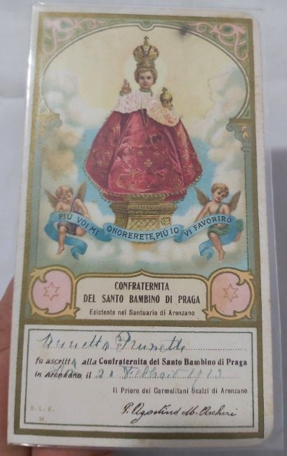 Santino Confraternita del Santo Bambino di Praga 1909 Santino Confraternita del Santo Bambino di Praga 1909