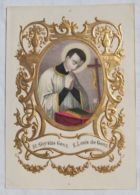 Santino Holy Card Decori in Rilievo Oro S. Louis  San Luigi di Gonzaga