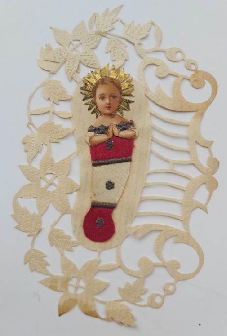 Santino Holy Card Merlettato Traforato Sagomato Canivet Bambinello Ricordo Prima Comunione Santino Holy Card Merlettato Traforato Sagomato Canivet Bambinello Ricordo Prima Comunione