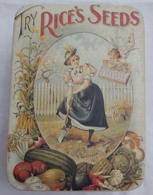 Scatola di Latta Tin Box Try Rice's Seeds Vintage Scatola di Latta Tin Box Try Rice's Seeds Vintage