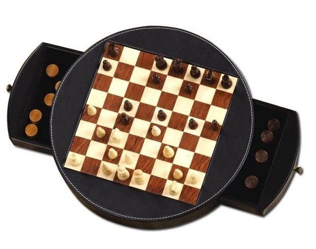 Scacchiera Magnetica da Viaggio Scacchi e Dama Diametro cm 30 Pelle Legno Scacchiera Magnetica da Viaggio Scacchi e Dama Diametro cm 30 Pelle Legno