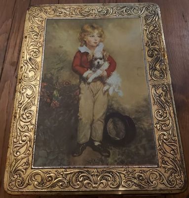 Scatola di Latta Tin Box Fanciullo con Cane Sica Milano Bari Caramelle Vintage Scatola di Latta Tin Box Fanciullo con Cane Sica Milano Bari Caramelle Vintage