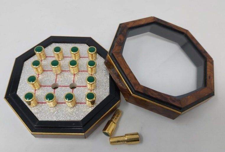 Gioco Solitario Cinese a 16 Pedine Legno Vetro d'Arredamento Gioco Solitario Cinese a 16 Pedine Legno Vetro d'Arredamento