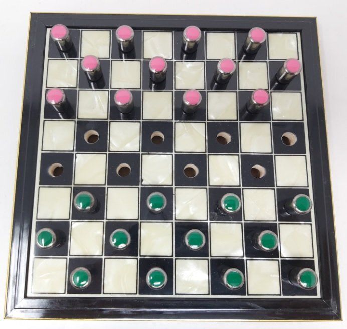 Gioco della Dama Cofanetto Legno Vetro d'Arredamento Gioco della Dama Cofanetto Legno Vetro d'Arredamento