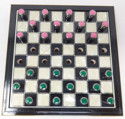 Gioco della Dama Cofanetto Legno Vetro d'Arredamento Gioco della Dama Cofanetto Legno Vetro d'Arredamento