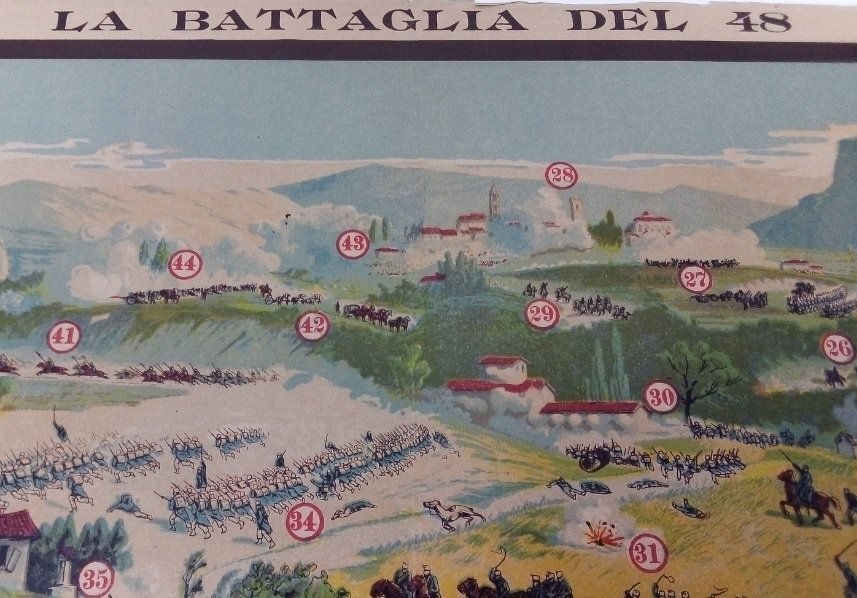 Giuoco La Battaglia del 48 - Bertarelli cm 49x62 Cromolitografia Originale 1920