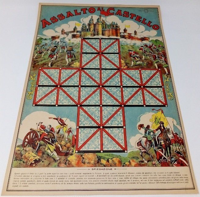 Giuoco Assalto al Castello Cromolitografia Originale Marca Stella Periodo Fascista 1920-1930 Giuoco Assalto al Castello Cromolitografia Originale Marca Stella Periodo Fascista 1920-1930