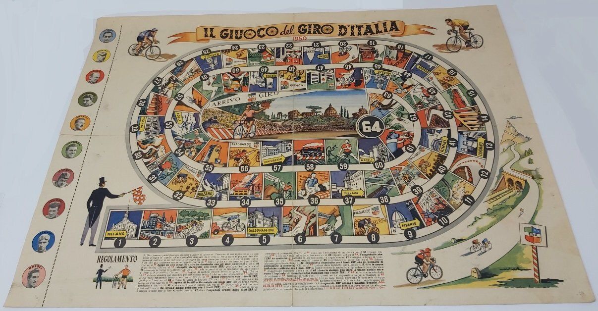 Il Giuoco del Giro d'Italia Gioco dell’Oca di Percorso Anno 1950 (Raro) Il Giuoco del Giro d'Italia Gioco dell’Oca di Percorso Anno 1950 (Raro)