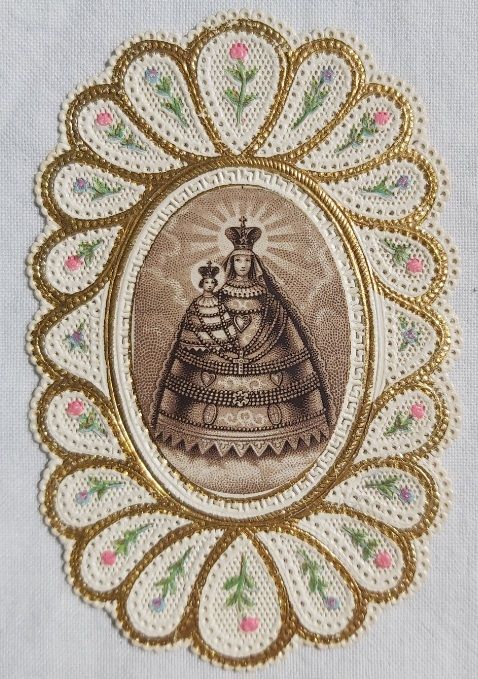Immagine Religiosa Santino Biglietto Merlettato Souvenir Madonna Mariazell