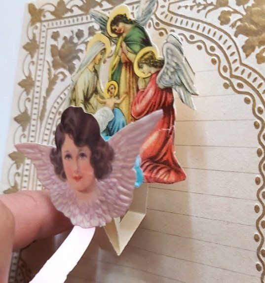 Letterina Natale Non Scritta Anni '30 con Tiretto per Effetto Pop-up 3D Letterina Natale Non Scritta Anni '30 con Tiretto per Effetto Pop-up 3D