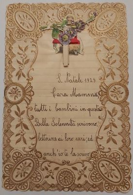 Letterina Auguri Natale Tiretto Effetto Pop-up 3D Tridimensionale Rilievo 1929 Letterina Auguri Natale Tiretto Effetto Pop-up 3D Tridimensionale Rilievo 1929