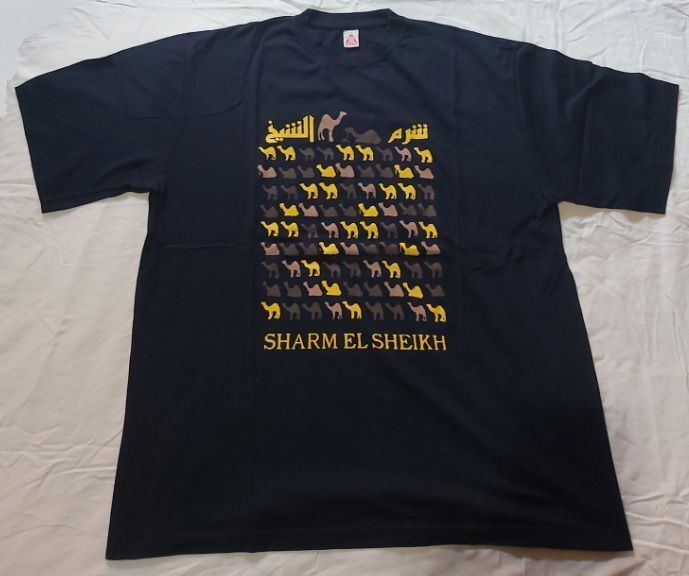 Maglietta T-Shirt Souvenir Sharm El Sheikh Cammelli taglia 6/XL 100% cotone Maglietta T-Shirt Souvenir Sharm El Sheikh Cammelli taglia 6/XL 100% cotone