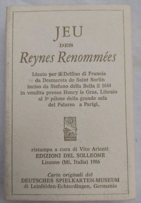 Mazzo Carte Jeu des Reynes Renommées 1986 n 485/600 Vito Arienti Edizioni Solleone da Collezione Mazzo Carte Jeu des Reynes Renommées 1986 n 485/600 Vito Arienti Edizioni Solleone da Collezione