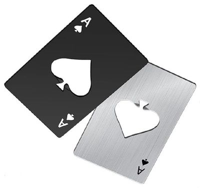 Apribottiglie Asso di Picche in Metallo Inox Acciaio Inossidabile o Laccato Nero Apribottiglie Asso di Picche in Metallo Inox Acciaio Inossidabile o Laccato Nero