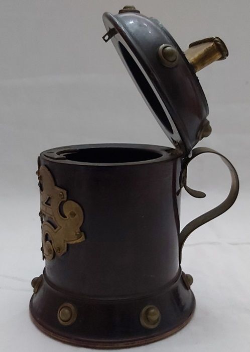 Antico Elemosiniere Questua Ottone e Legno per Offerte Elemosine