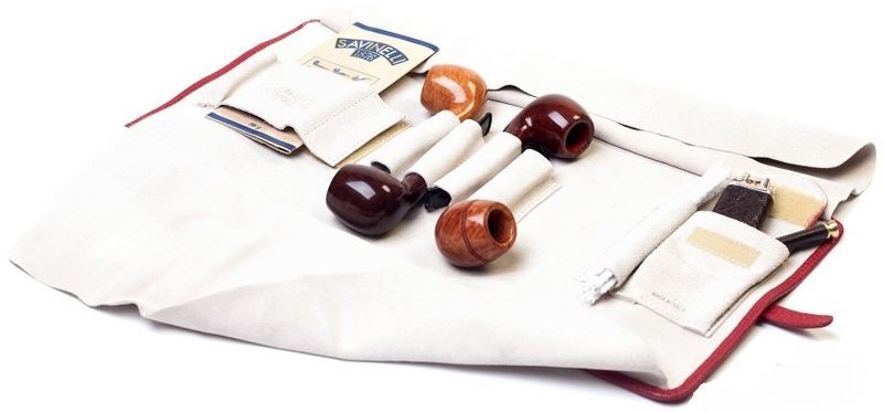 Avvolgibile Portapipe (4) Accessori da Viaggio Savinelli in Pelle (disponibile verde o rosso)