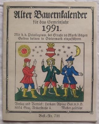 Almanacco Antico Calendario Contadino per il 1991 Alter Bauernkalender Vintage Almanacco Antico Calendario Contadino per il 1991 Alter Bauernkalender Vintage