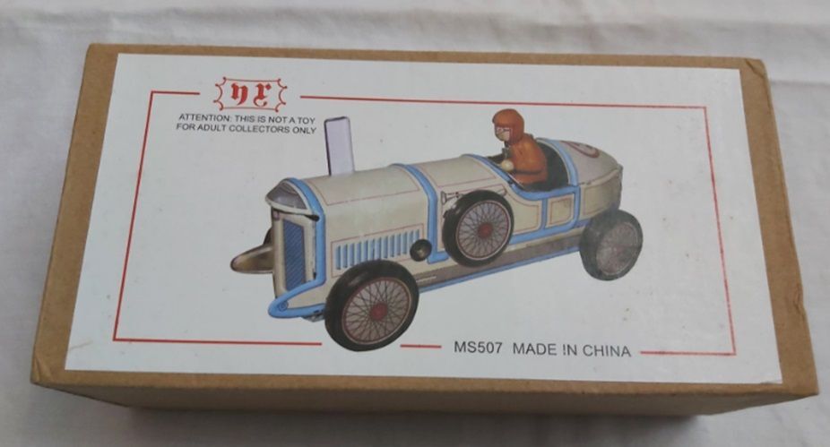 Automobilina Latta Carica Chiavetta Tin Toy Wind-Up Leva Stop & Go Vintage