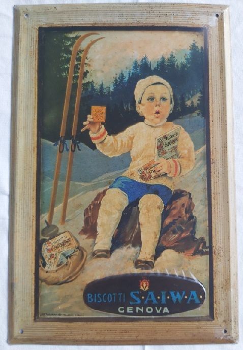 Biscotti Saiwa Genova Targa Latta Hachette Targhe Pubblicitarie Collezione Riproduzione Pubblicità Biscotti Saiwa Genova Targa Latta Hachette Targhe Pubblicitarie Collezione Riproduzione Pubblicità