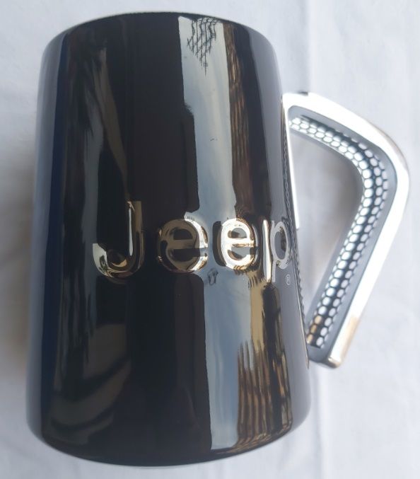 Boccale Tazza Bicchiere Porcellana Manico Metallo Jeep Nera Collezione