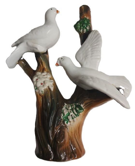 Bottiglia Ceramica Liquore 2 Colombe Bianche su Ramo Tappo con Bollo Bottiglia Ceramica Liquore 2 Colombe Bianche su Ramo Tappo con Bollo