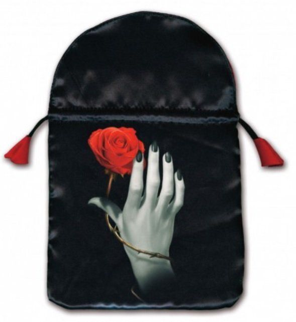 Borsetta per Tarocchi Stampa su Raso "La Mano e la Rosa" (Protegge il Mazzo di Carte)