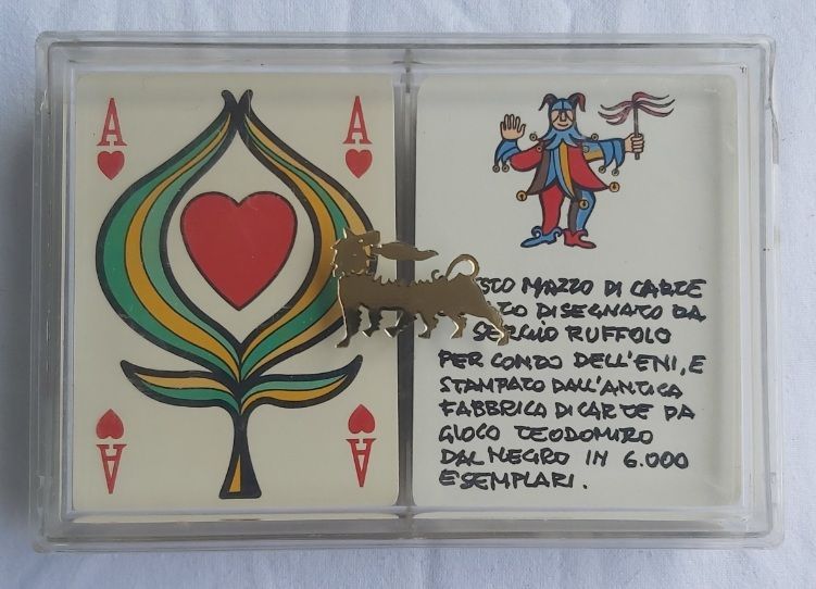 Carte da Gioco da Ramino Poker Sergio Ruffolo ENI Dal Negro 6000 esemplari Carte da Gioco da Ramino Poker Sergio Ruffolo ENI Dal Negro 6000 esemplari