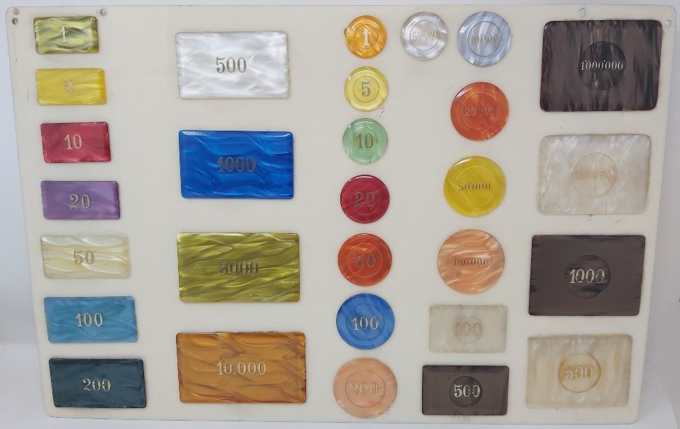 Campionario Tabella Cartella Fiches Gettoni Placche Lire Gioco Tipo Casinò anni '70 Campionario Tabella Cartella Fiches Gettoni Placche Lire Gioco Tipo Casinò anni '70