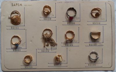 Campionario Cartella Tabella Antica Merceria Anelli Oro Argento SAPEM Milano Campionario Cartella Tabella Antica Merceria Anelli Oro Argento SAPEM Milano