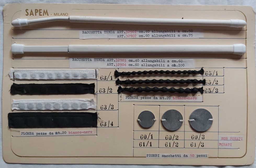 Campionario Cartella Tabella Antica Merceria Bacchetta Tenda SAPEM