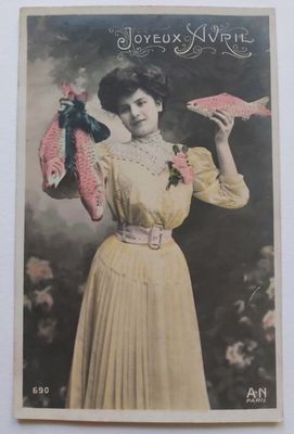 Carte Postale Cartolina Postale Bollo Joyeux Avril Ragazza Pesci Anno Primi ‘900 Carte Postale Cartolina Postale Bollo Joyeux Avril Ragazza Pesci Anno Primi ‘900