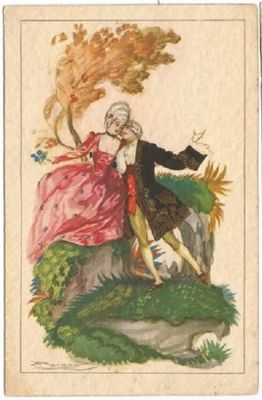 Cartolina di Mauzan d’Epoca Coppia di Innamorati Cartolina di Mauzan d’Epoca Coppia di Innamorati